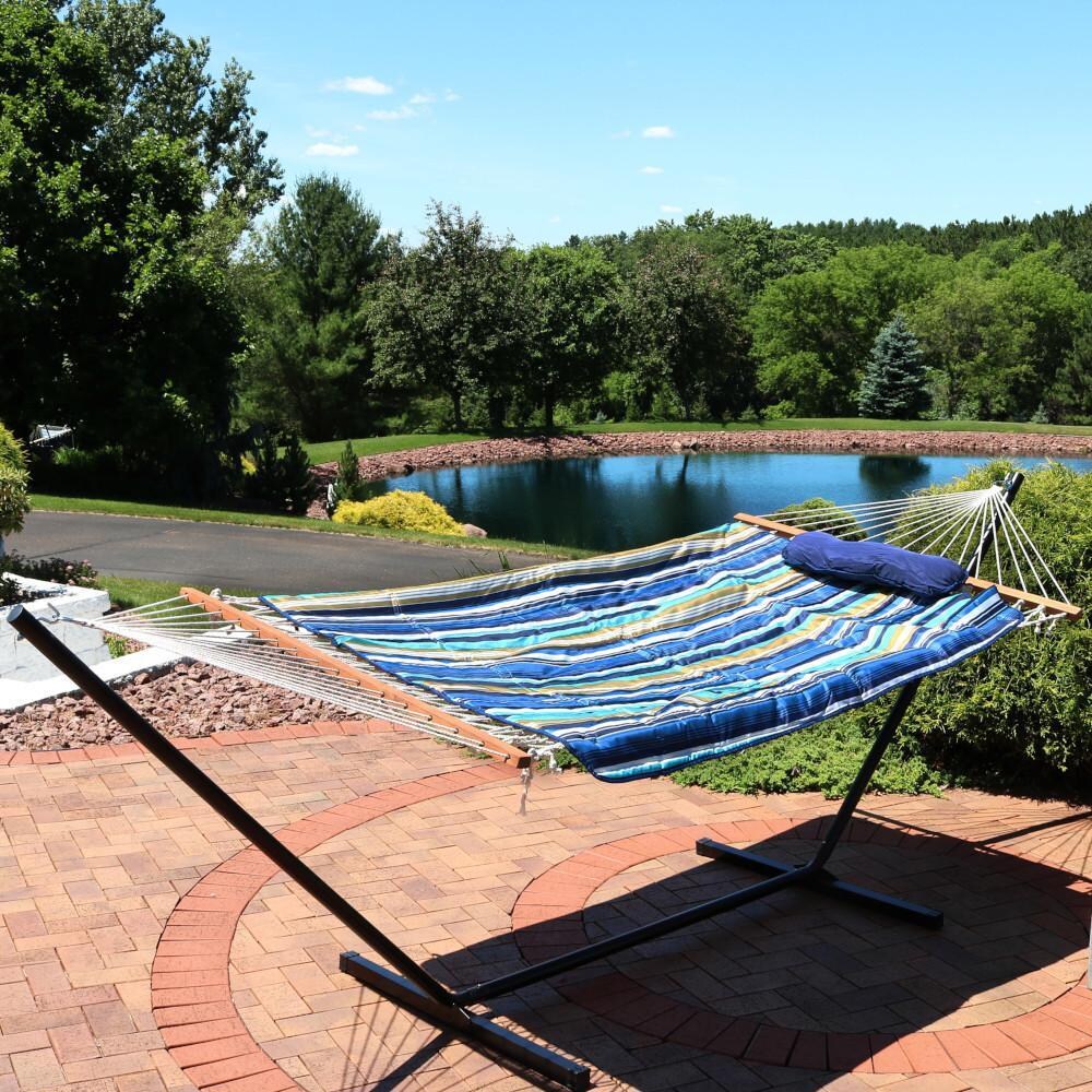 Ultimate Patio Rope Hammock w/ 12-Foot Stand, Pad, & Pillow - Lakeside - Lifestyle thumbnail