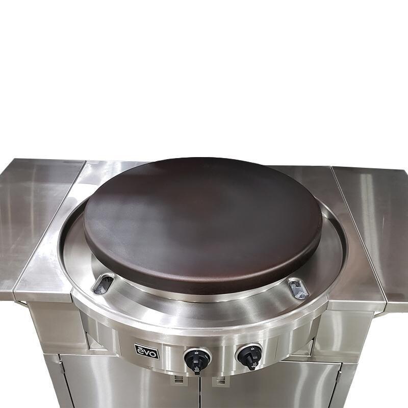 EVO 10-0055-LP Affinity 30G Flattop Propane Gas Grill On Stainless Steel Cart w/ Non-Stick Ceramic Clad Coating - Top View - White Background thumbnail