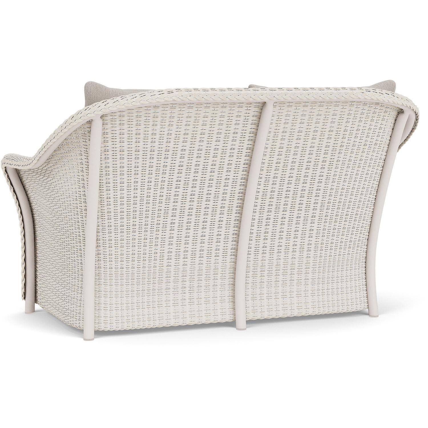Lloyd Flanders Weekend Retreat Loveseat in Antique White Finish W/ Remy Cloud Fabric - Back Left thumbnail
