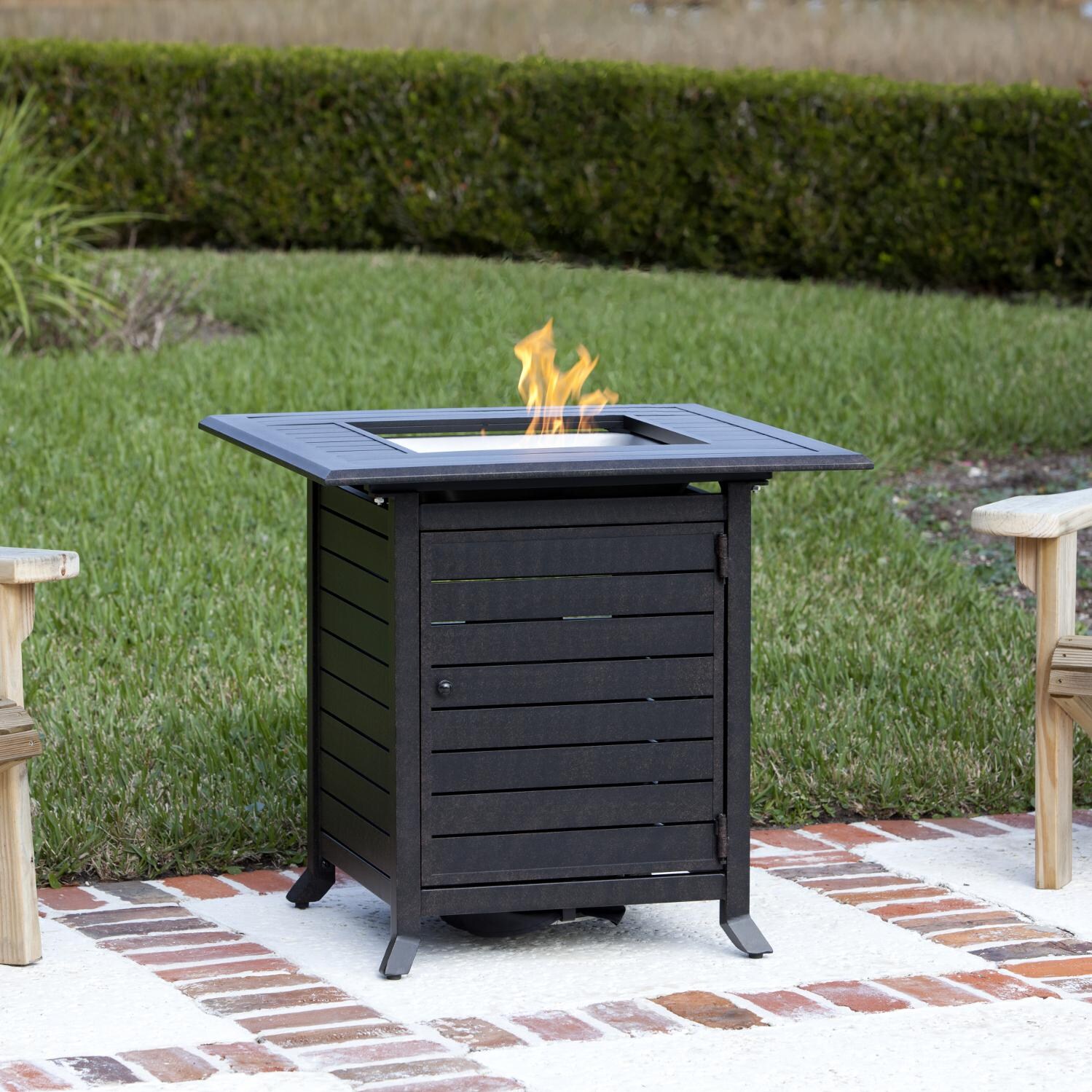 Fire Sense Rectangle Pit Table With Cover Photos And Pillow Donato 31 Inch Propane Gas Fire Pit Table By Sense Antique Longmont Aluminum Rectangular