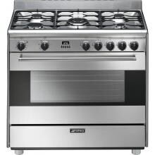 Smeg 36-Inch 5-Burner Dual Fuel Range - Stainless - S9GMXU image