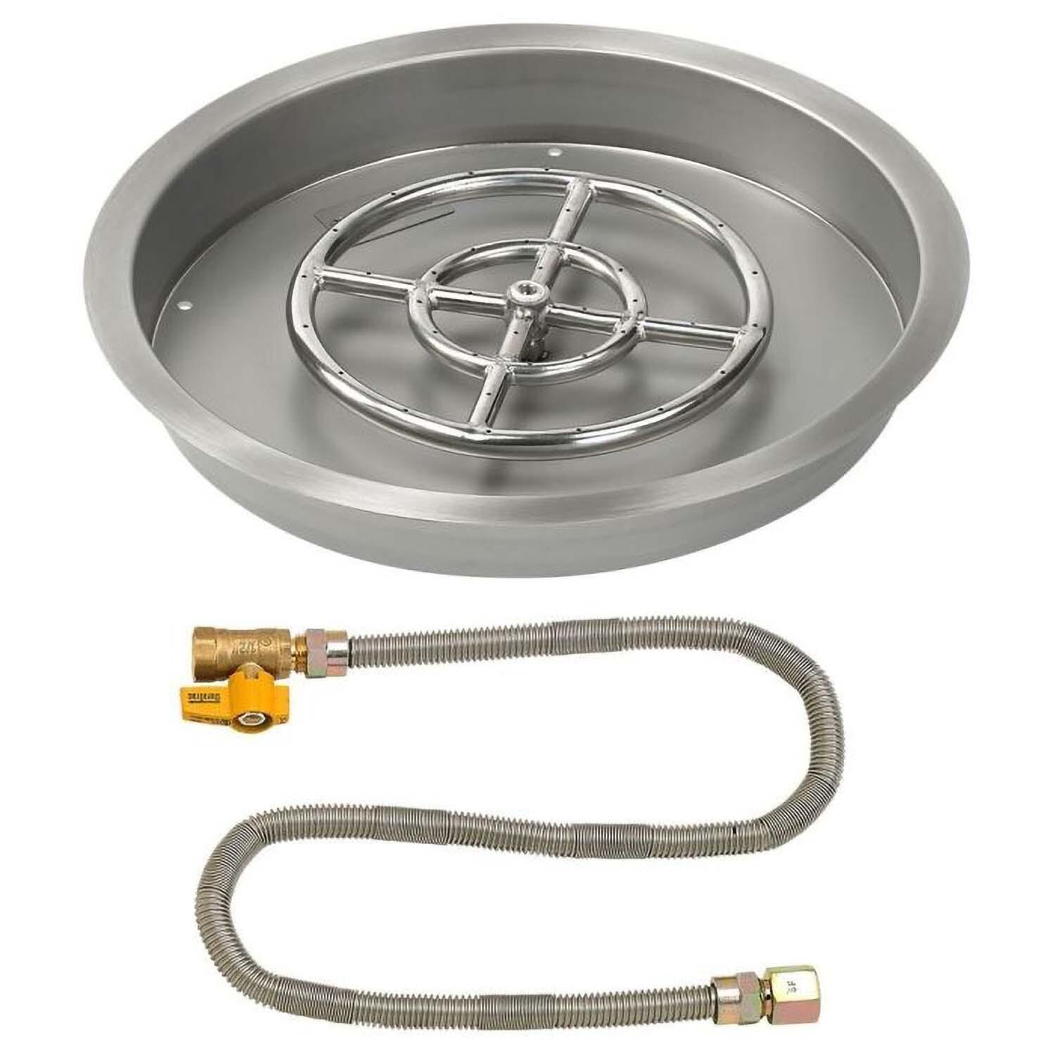 BBQGuys Signature 19 Inch Stainless Steel Round Drop-In Pan W/Match Light Kit - 12 Inch Ring - Natural Gas - White Background thumbnail