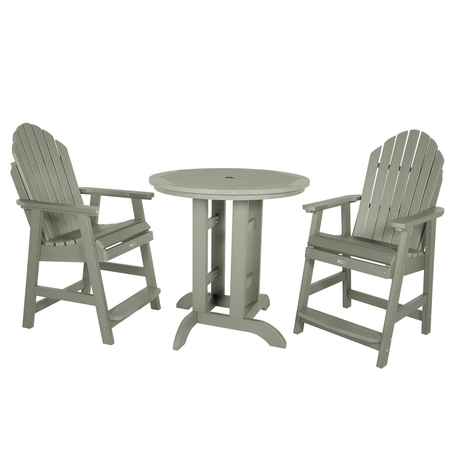 Dream Bay 3 Pc Recycled Plastic Round Counter Dining Set in Eucalyptus By Lakeview Outdoor Designs - White Background thumbnail