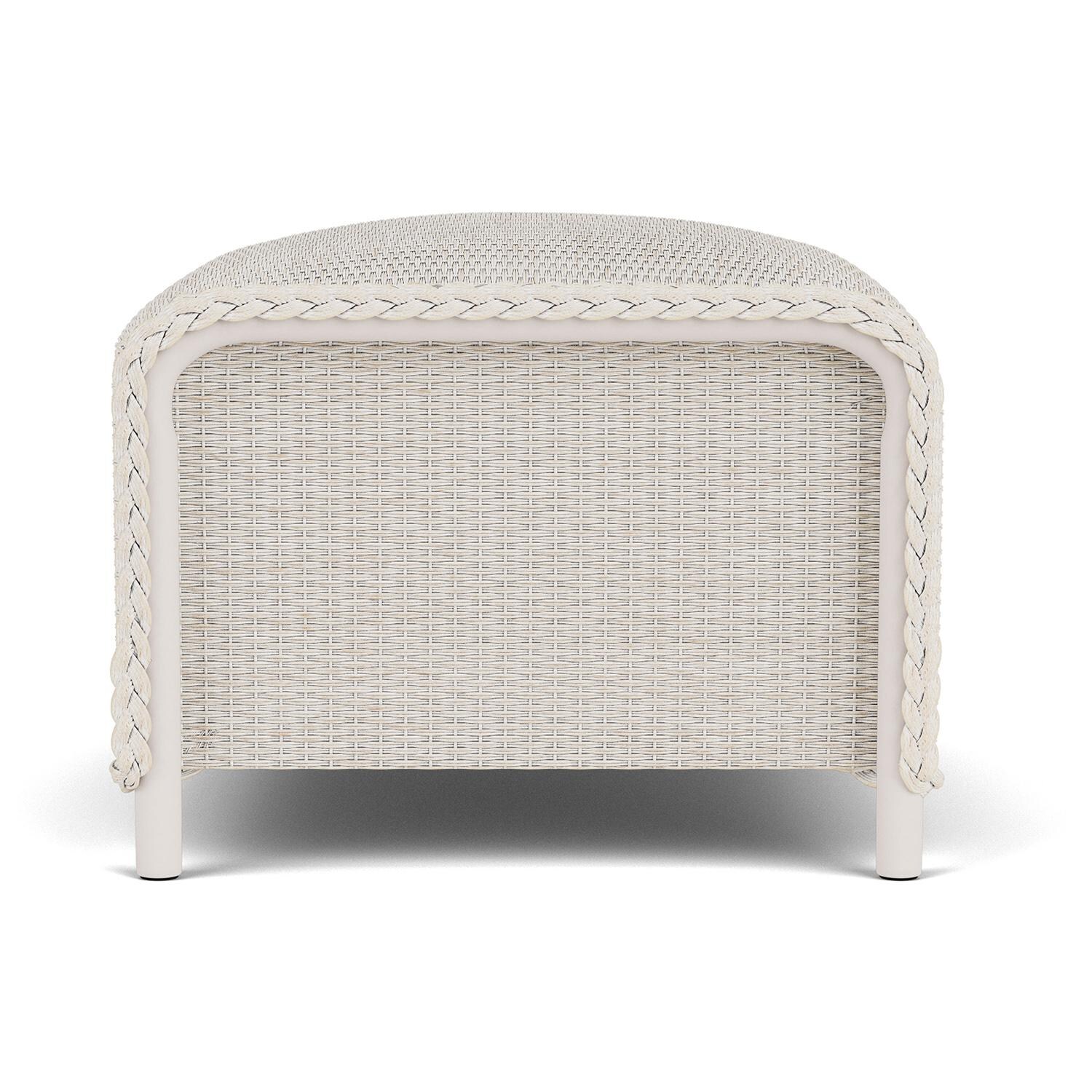 Lloyd Flanders Reflections Ottoman, Padded in Antique White Finish - Side thumbnail