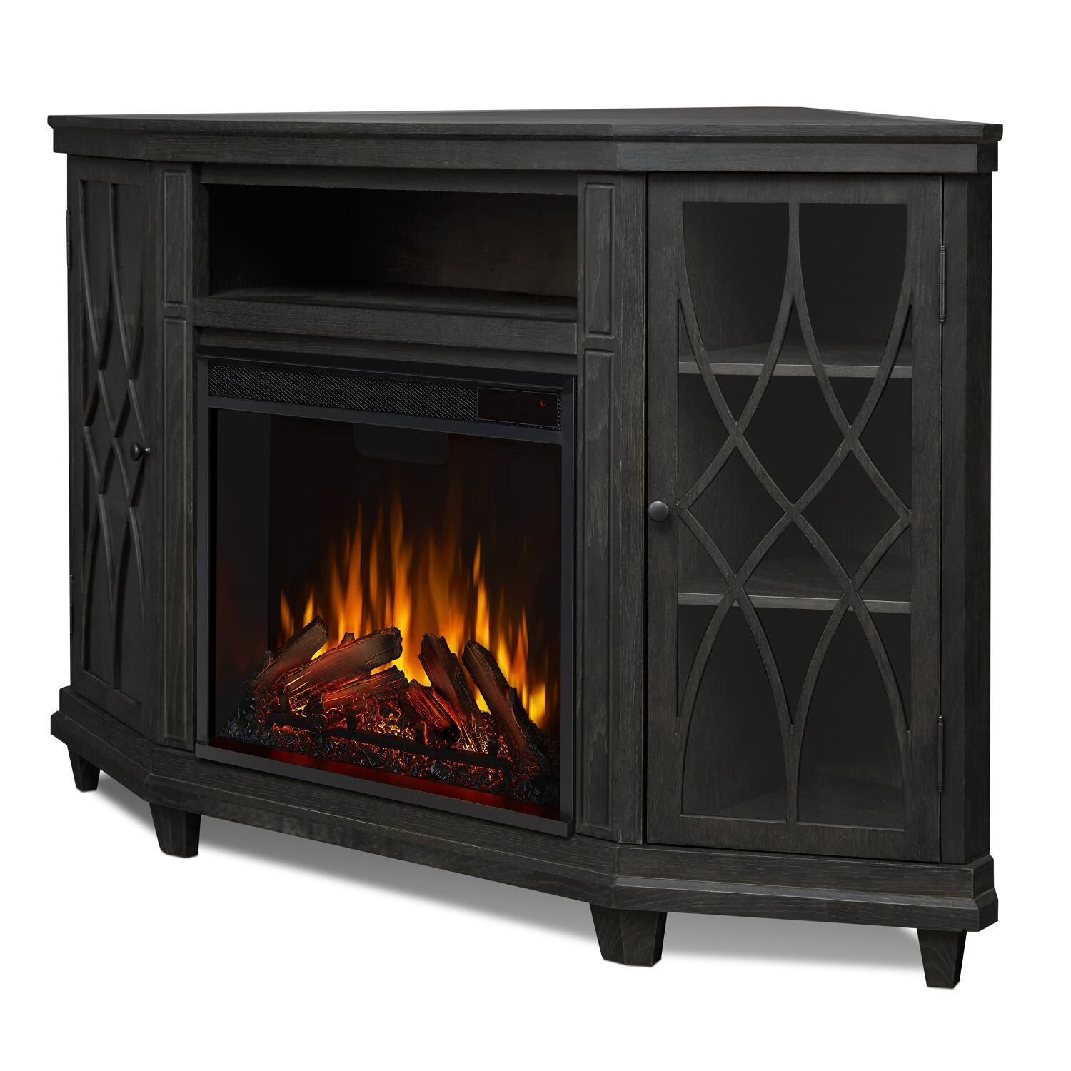 Real Flame - 1750E-GRY - Lynette 56-Inch Corner Electric Fireplace Entertainment Center - Gray - Side View thumbnail