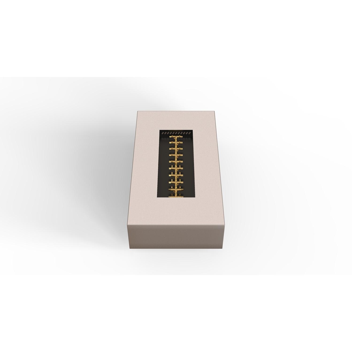 AON 72 x 38 Inch Rectangular Powder Coated Steel Natural Gas Fire Pit Table W/ Platinum Ignition in Sand Pebble By Warming Trends - Top Angled View - White Background thumbnail