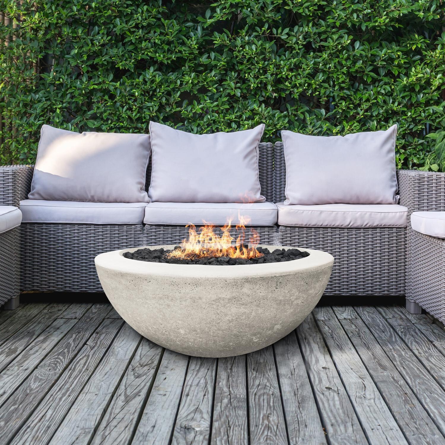 Moderno 2 29-in Round GFRC Propane Fire Bowl in Natural by Prism Hardscapes