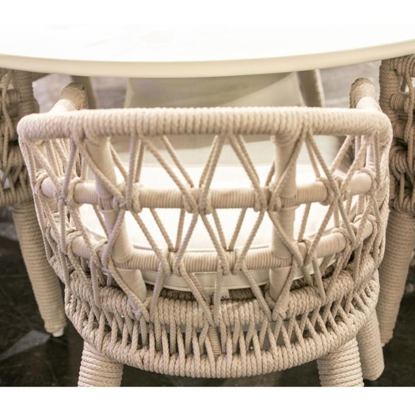 Dana Woven Rope Dining Arm Chair w/ Self Welt in Natural/Canvas Granite by Sunset West - Chair Back - Detail thumbnail