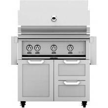 Hestan 36-Inch Natural Gas Grill W/ Rotisserie On Double Drawer & Door Tower Cart - Steeletto - GABR36-NG-SS image