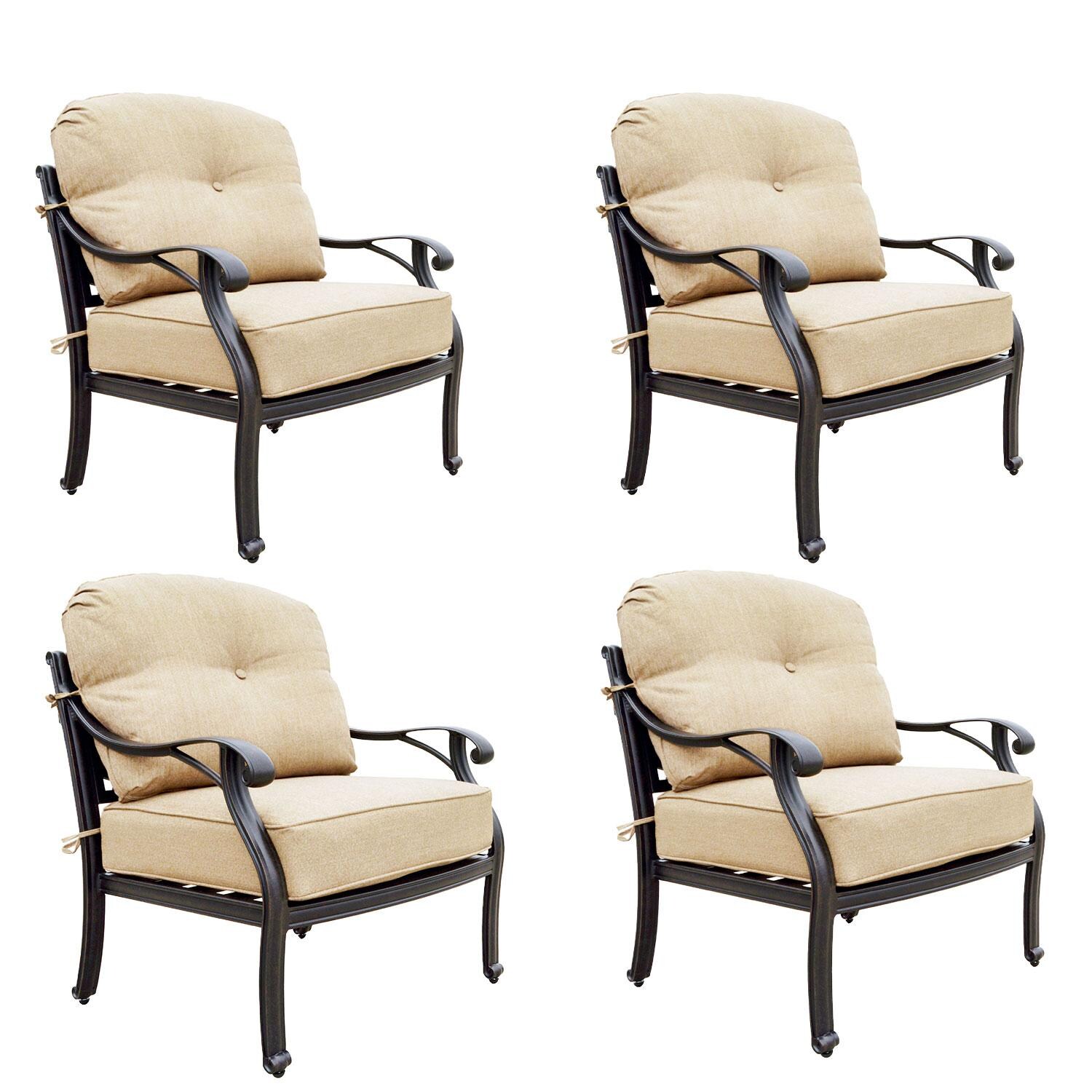 Darlee Nassau Patio Club Chair with Cushions (Set of 4) - Chair W/ Cushion - White Background thumbnail