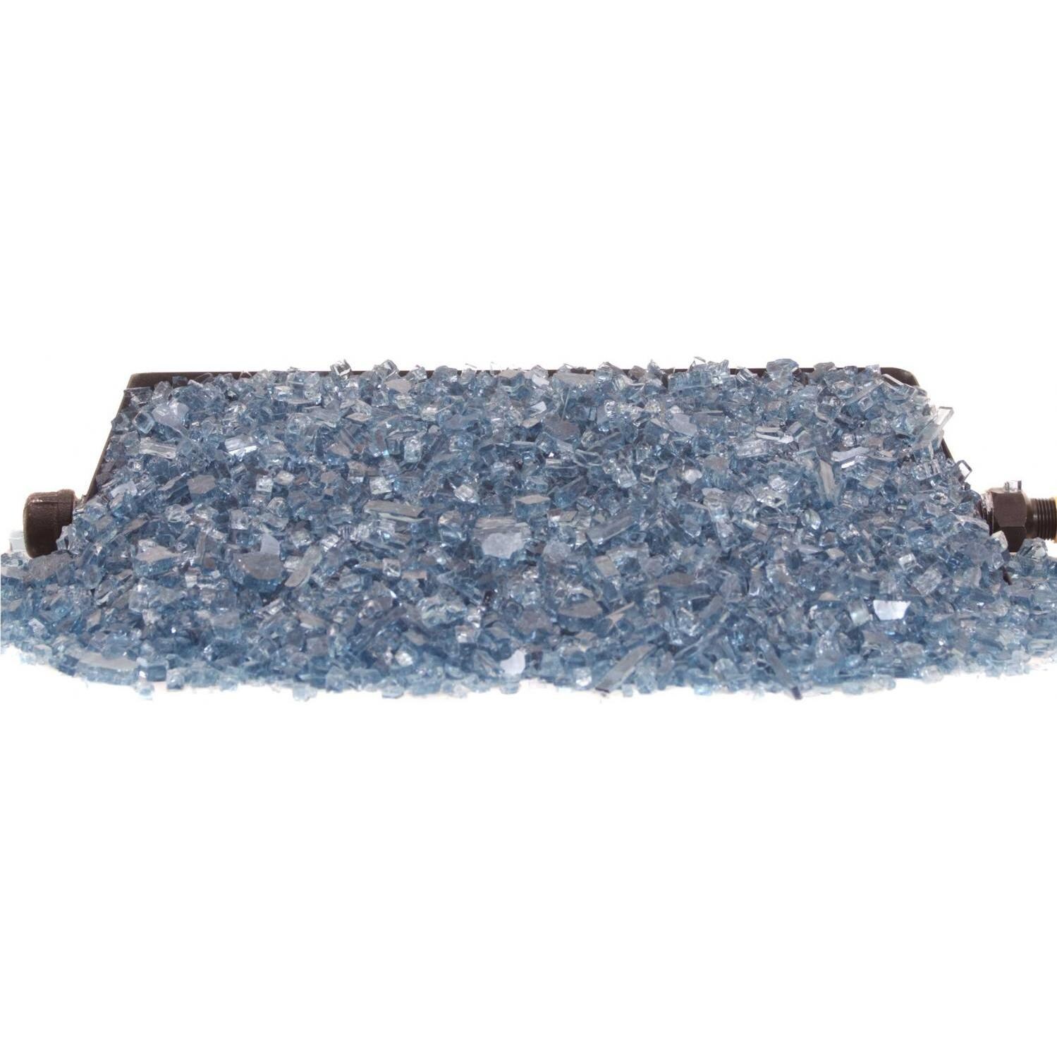 Peterson Real Fyre Glass 24 Inch Sapphire Outdoor Fire Glass Set With Vented Natural Gas Stainless G45 Burner - Shown Without Flames thumbnail