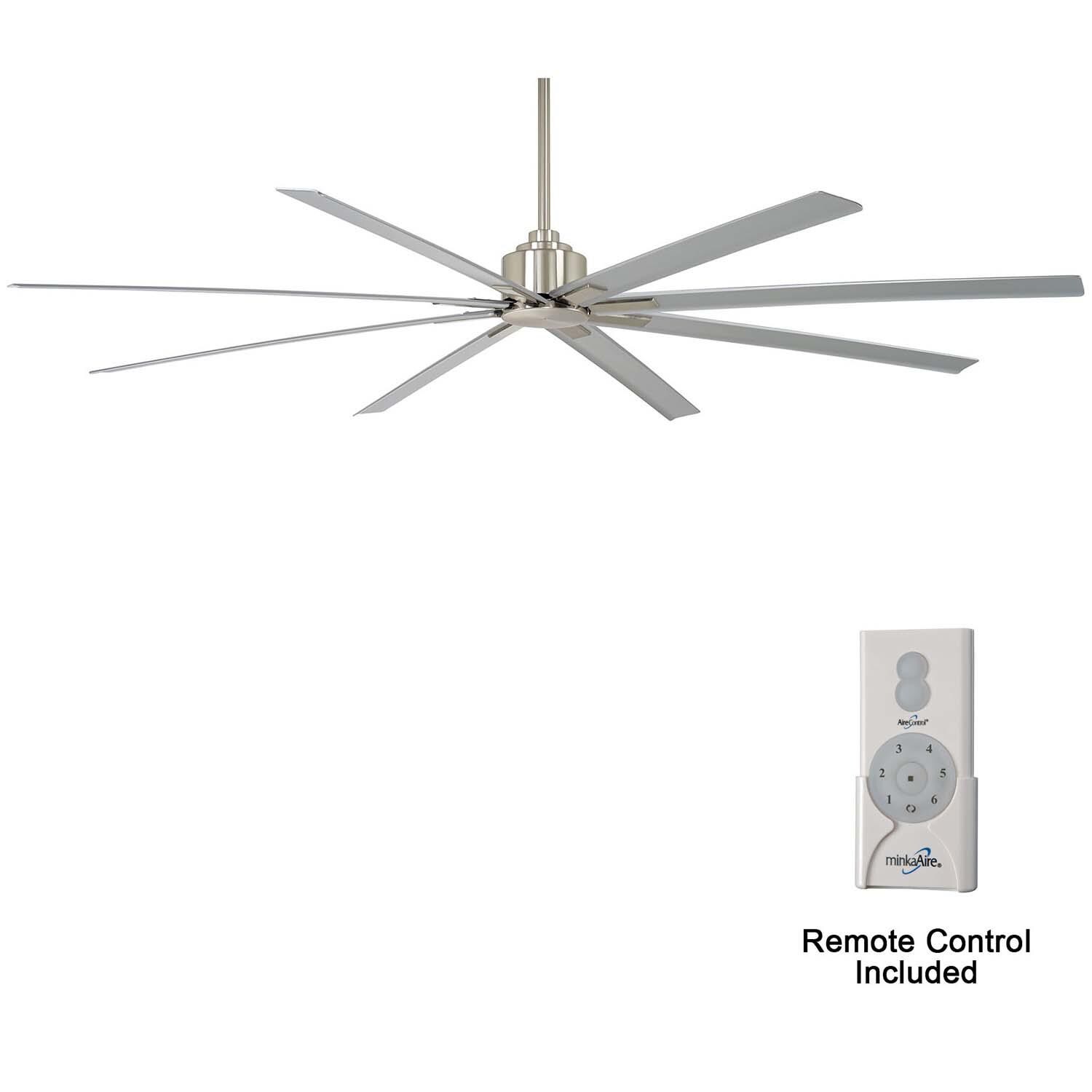 Minka-Aire F896-84-BNW Xtreme H2O 84-Inch 8-Blade Ceiling Fan in Brushed Nickel Finish w/ Silver Blades - Remote Included thumbnail