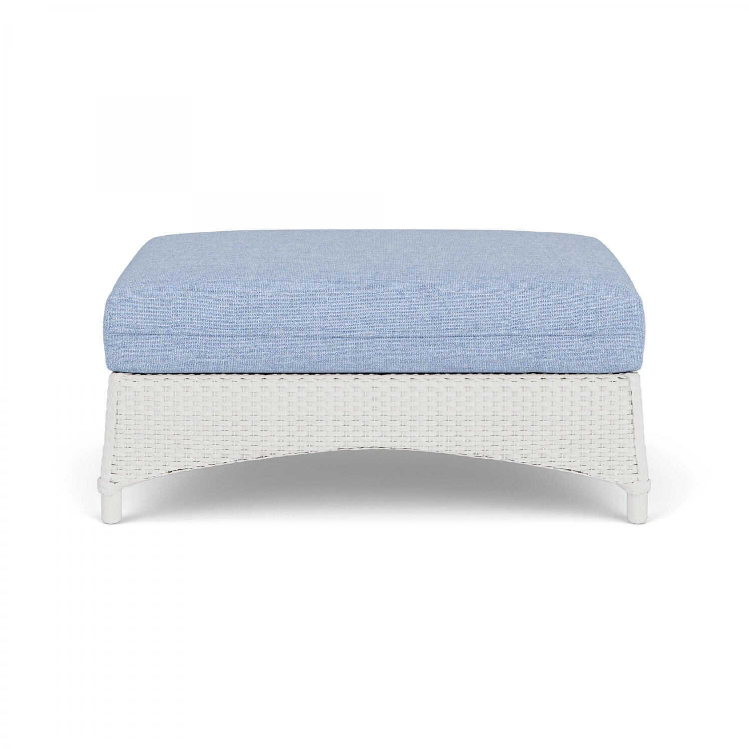 Lloyd Flanders Mandalay Large Ottoman in Matte White Finish with Demo Skyway fabric - Back thumbnail