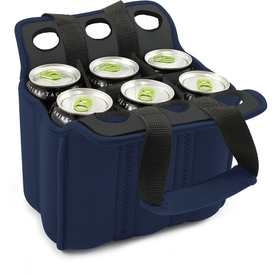 Picnic Time Six Pack Insulated Beverage Tote - Navy - With Cans thumbnail