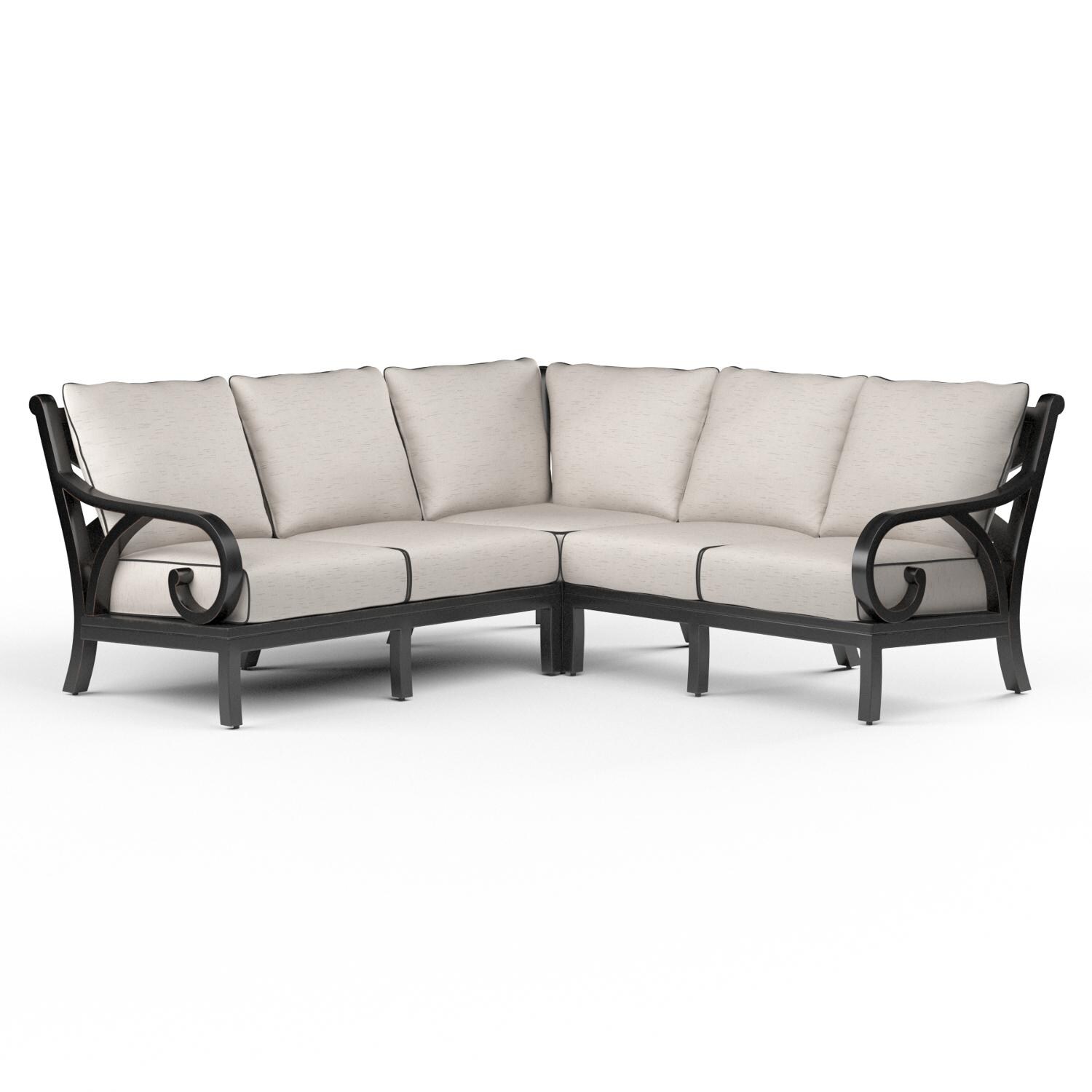 Sunset West - 3001-SEC-56094 - Monterey 3 Piece Cast Aluminum Patio Sectional Set W/ Sunbrella Frequency Sand Cushions thumbnail