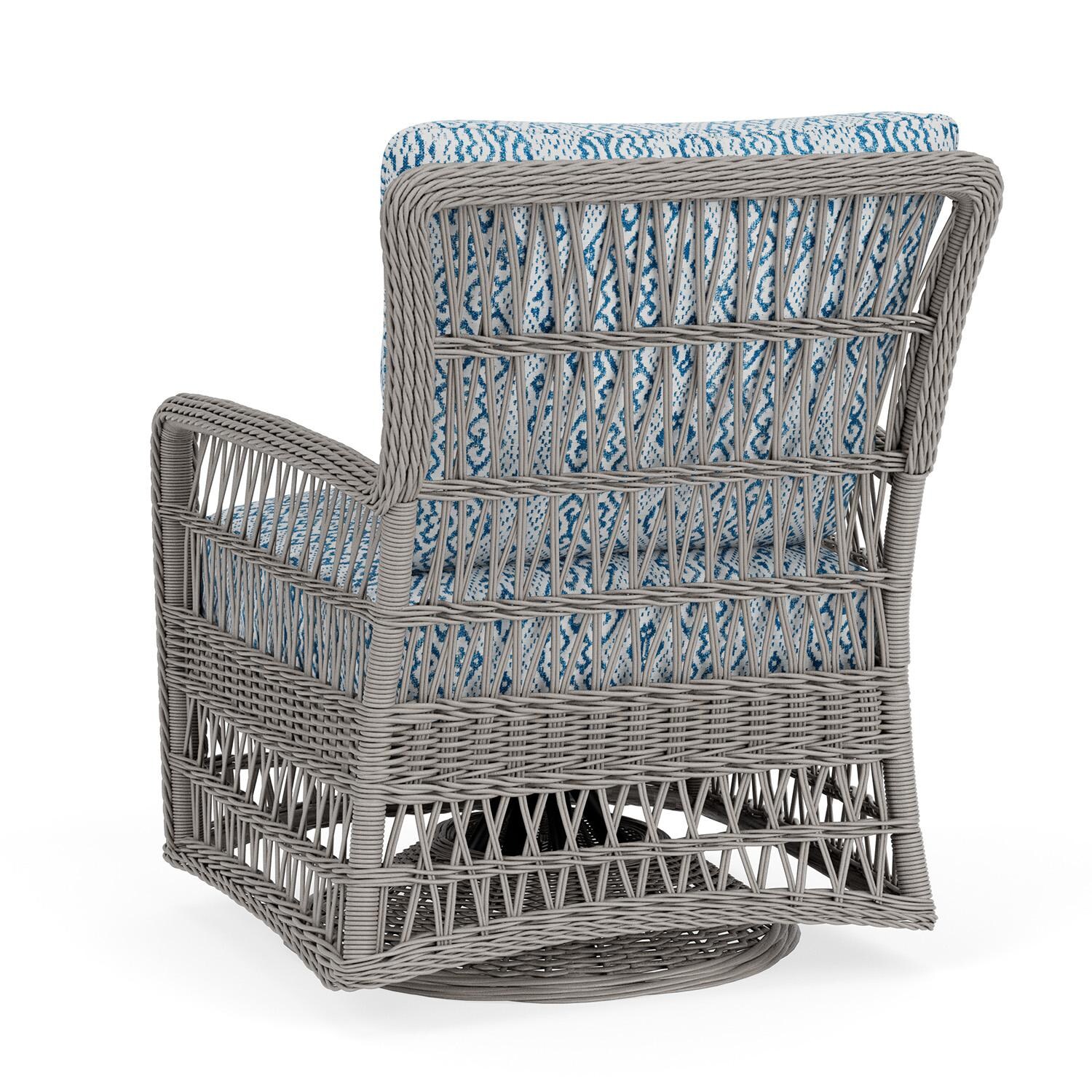 Lloyd Flanders Mackinac Swivel Glider Lounge Chair in Putty Finish with Aman Capri fabric - Rear Left thumbnail