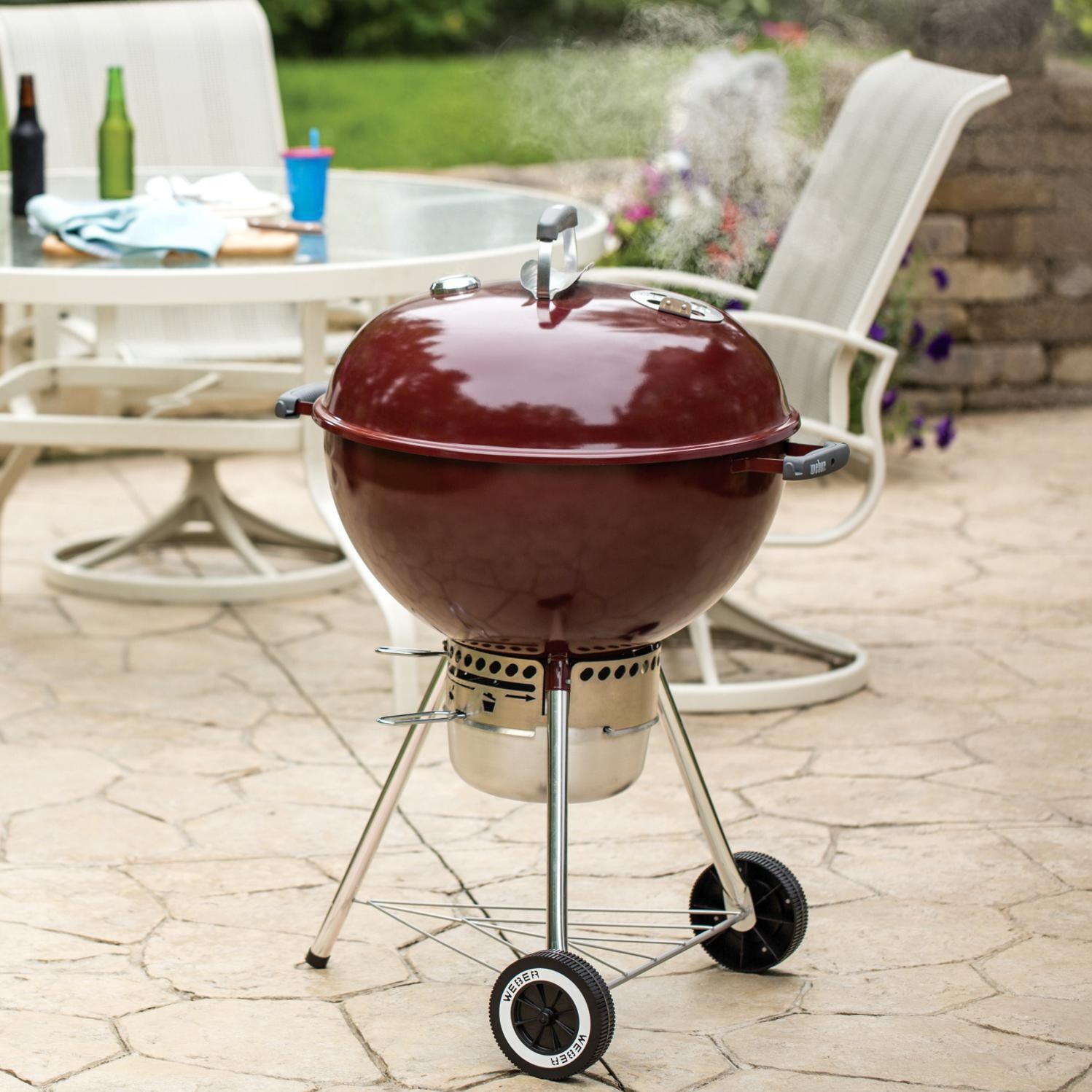 Weber Original Kettle Premium 22Inch Charcoal Grill Crimson BBQ Guys