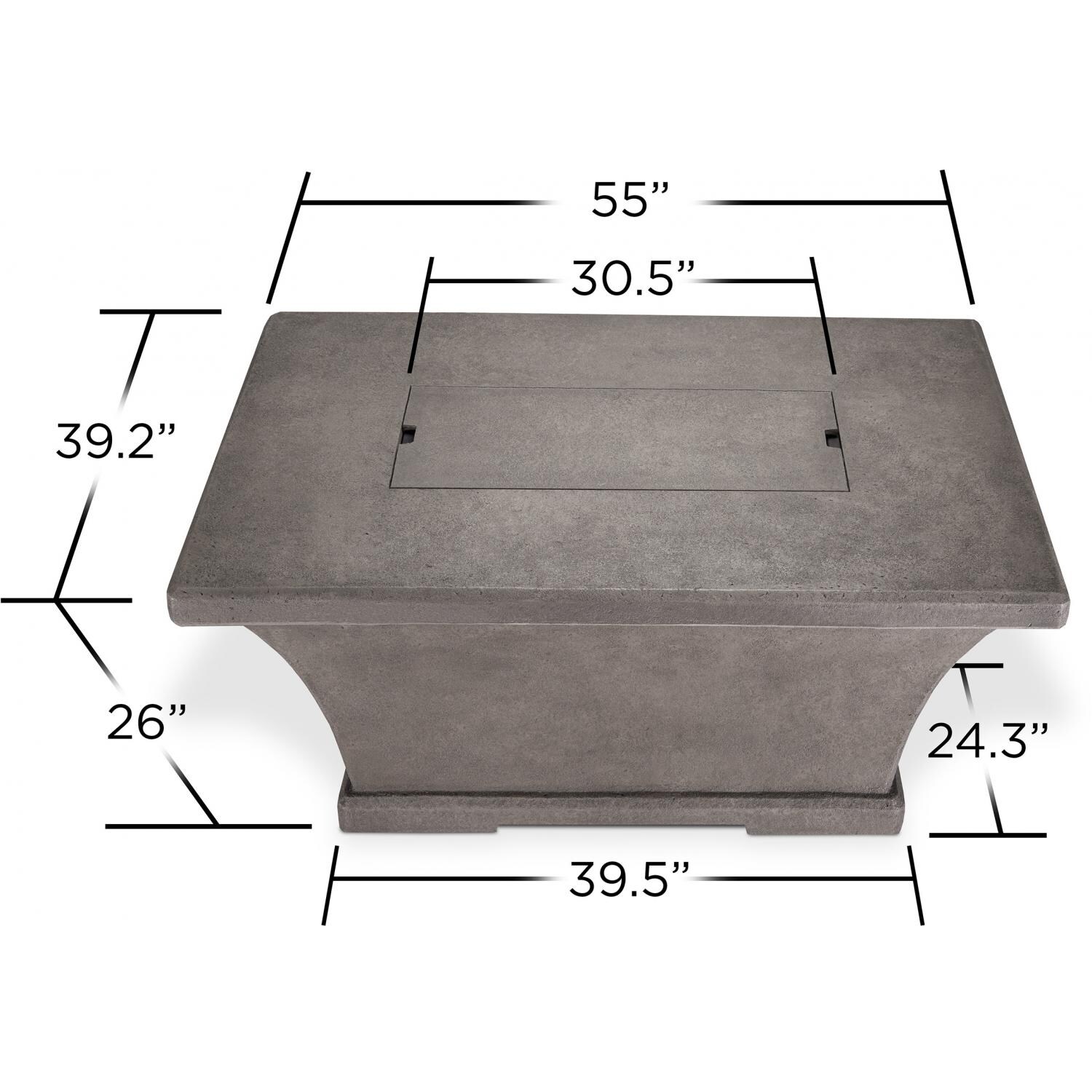 Real Flame Monaco LP Fire Pit Chat Table - Rectangle - Dims - Glacier Gray thumbnail