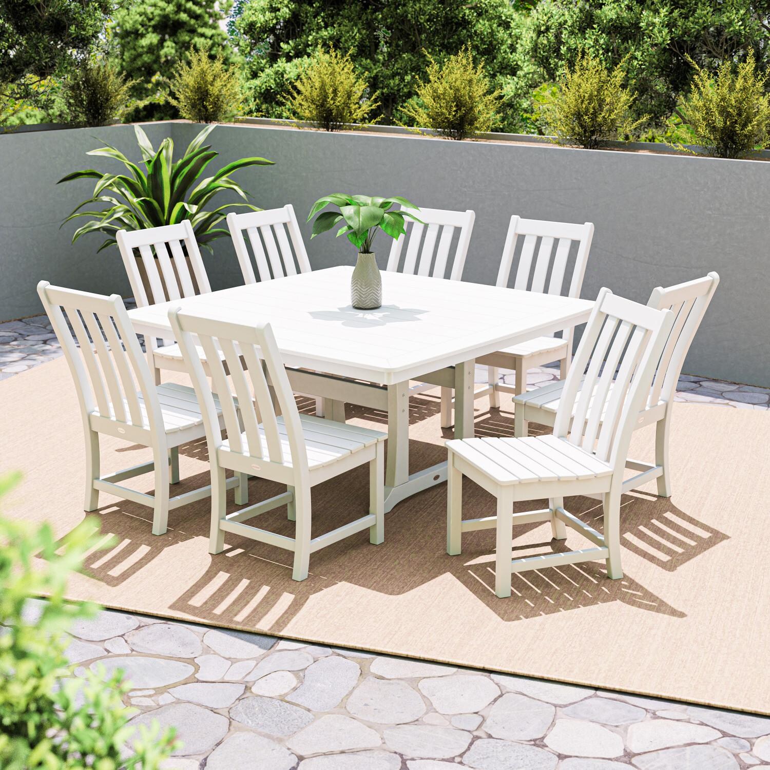 POLYWOOD PWS406-1-WH Vineyard 9-Piece Dining Set thumbnail