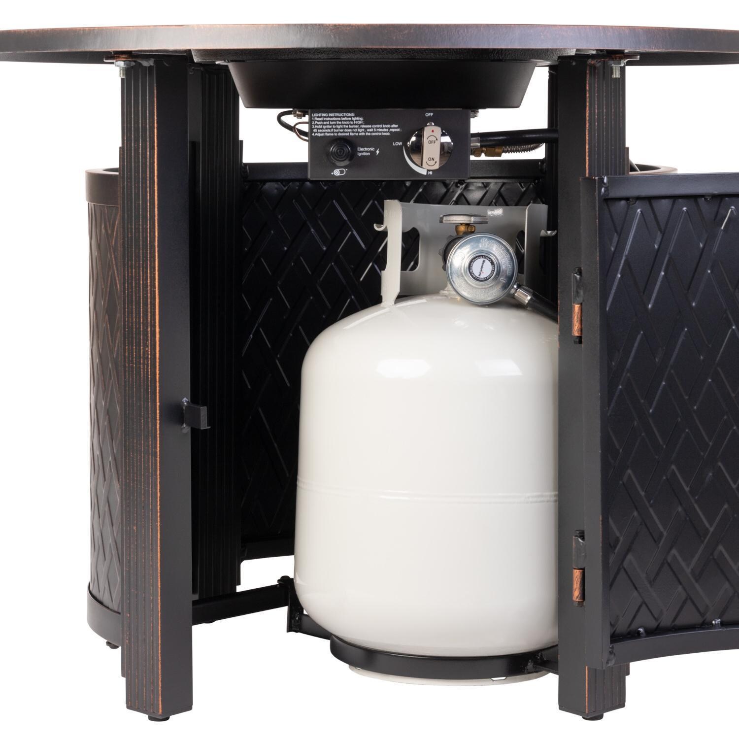 Ultimate Patio 62988 Palm Way 33-Inch Round Aluminum Propane Gas Fire Pit - Tank Storage thumbnail