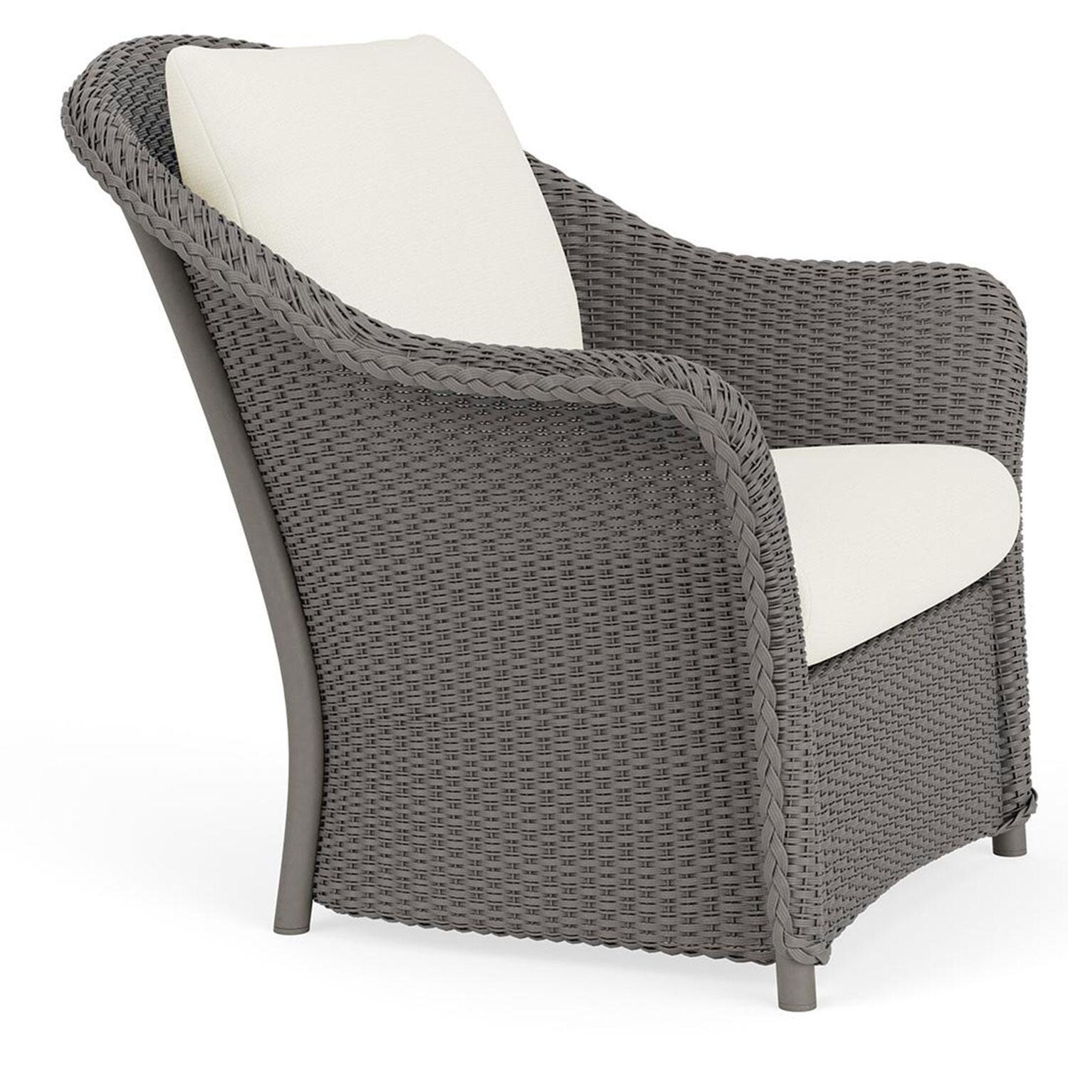 Lloyd Flanders Weekend Retreat Lounge Chair in Pewter Finish W/ Sailcloth Salt Fabric - Angled thumbnail