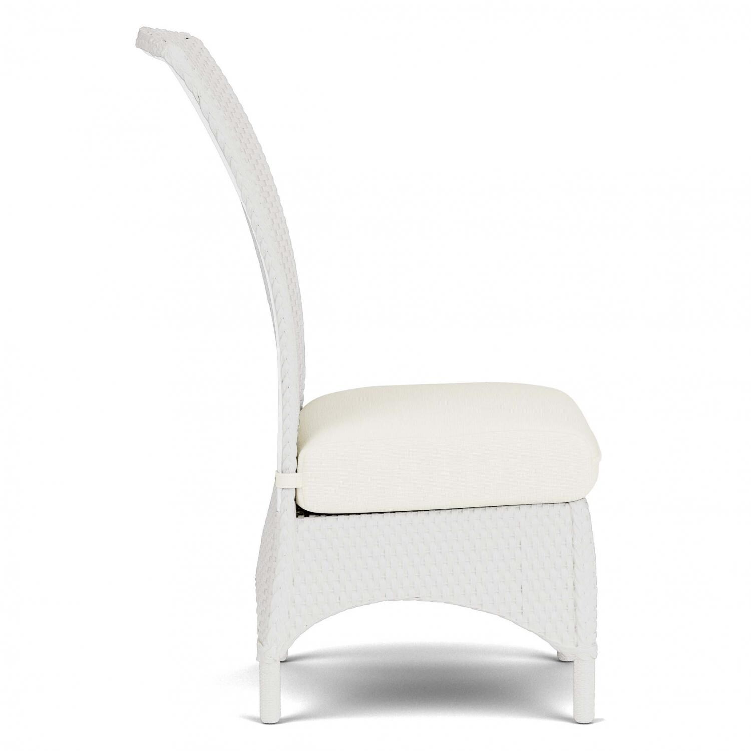 Lloyd Flanders Mandalay Armless Dining Chair in Matte White Finish with Tundra Dove Fabric - Side thumbnail