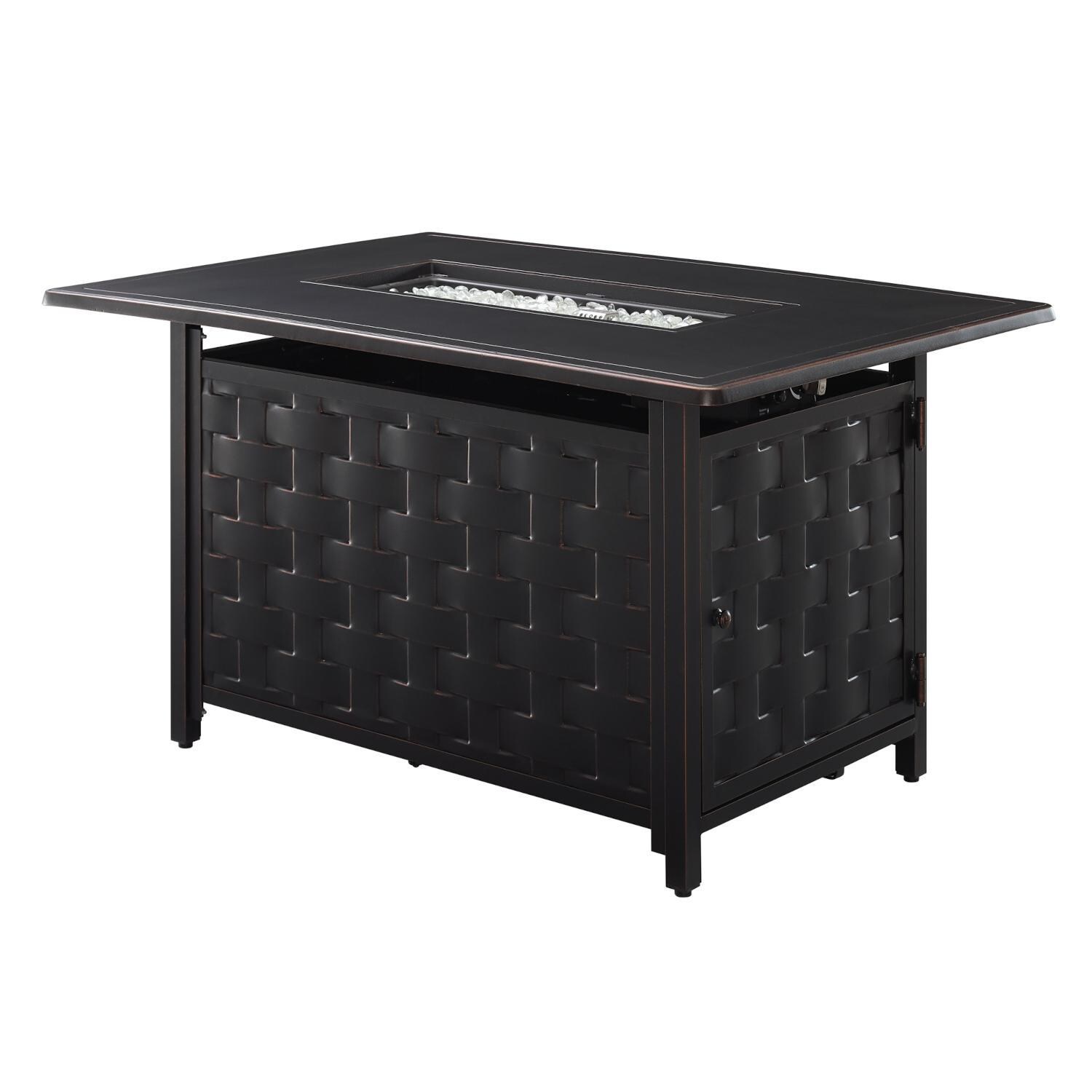 Ultimate Patio 63700-NG Magnolia Way 44-Inch Rectangular Aluminum Natural Gas Fire Pit - Full View Open thumbnail