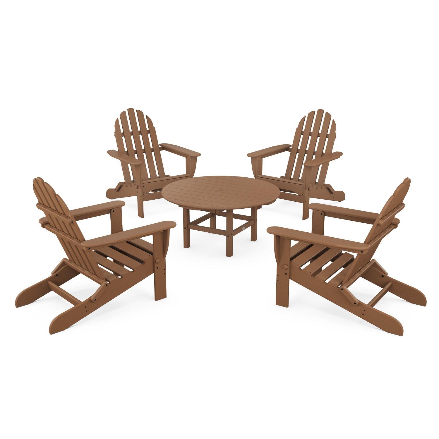 POLYWOOD PWS119-1-TE Classic Folding Adirondack 5-Piece Conversation Group thumbnail