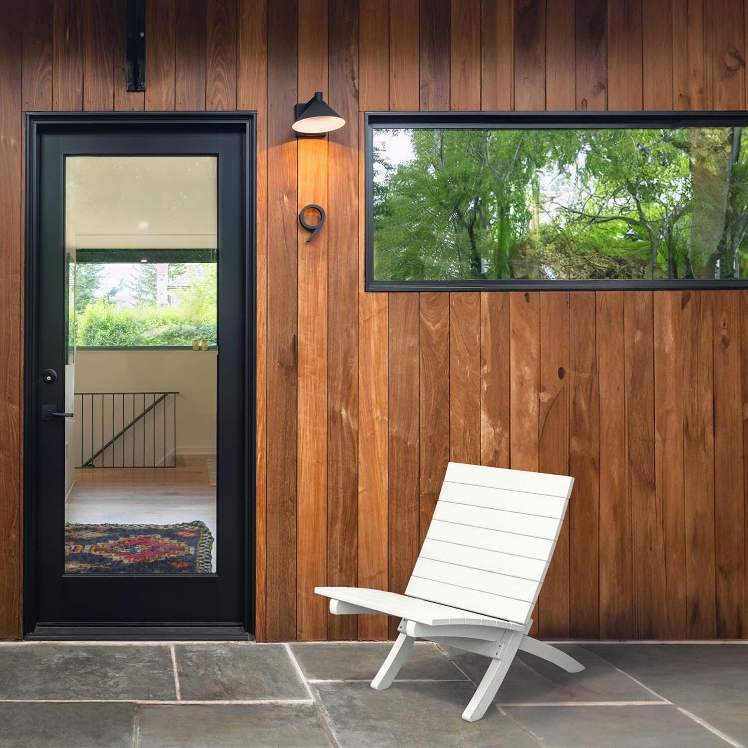 Hazel Cove Recycled Plastic Folding & Stacking Dining Side Chair in Coconut White by Lakeview Outdoor Designs - By Door - Lifestyle thumbnail