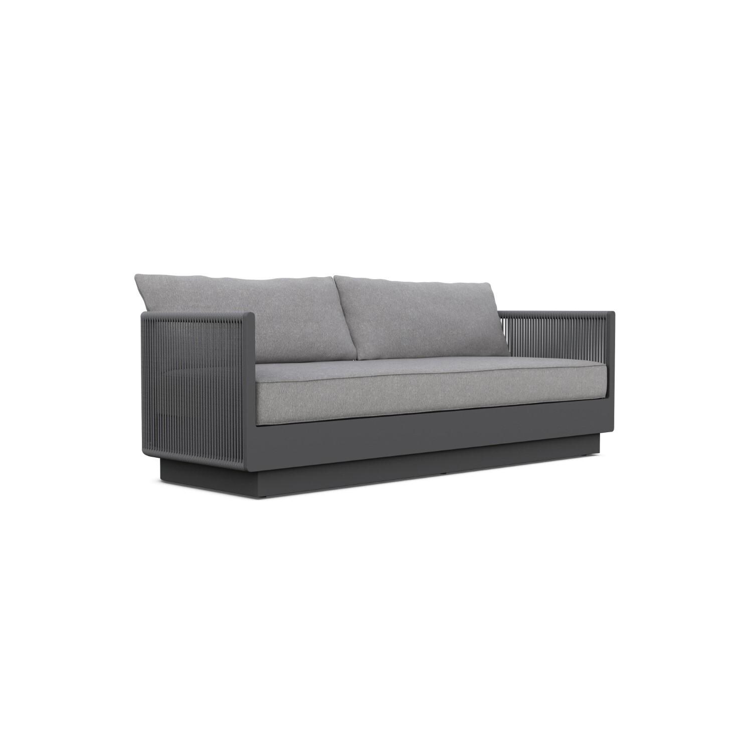Azzurro Living POR-R07S3-CU Porto Woven Rope Sofa in Ash/Midnight - Angled - White Background thumbnail