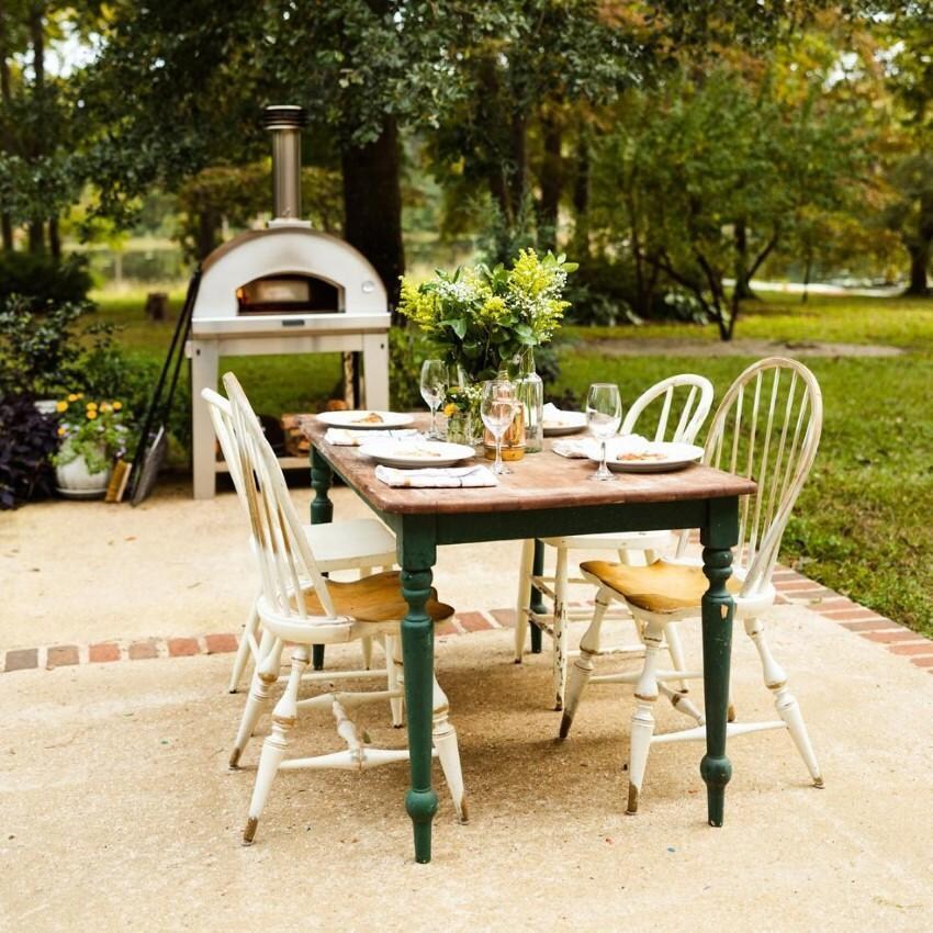 Fontana Forni FTMARIN-S Marinara Wood-Fired - Stainless - On the Patio (Shown on Cart) - Lifestyle thumbnail