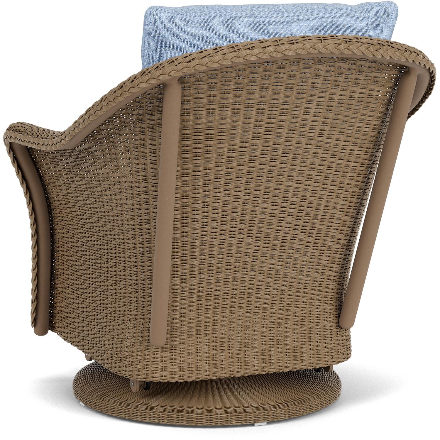 Lloyd Flanders Weekend Retreat Swivel Glider Lounge Chair in Fawn Finish W/ Demo Skyway Fabric - Back Left thumbnail