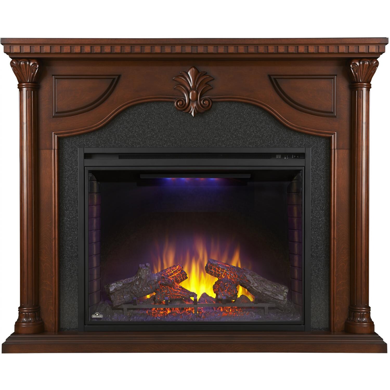 Napoleon Aden 40-Inch Electric Fireplace - Cherry Wood - Main View With Multi-Color Night Light thumbnail