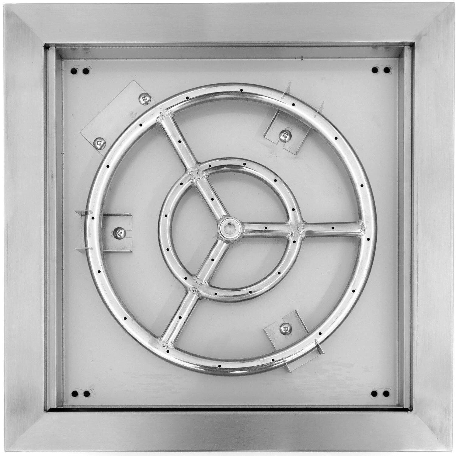 BBQGuys Signature ALP-FBL-LAV-SS-24-L Lavelle 24-Inch Square Low-Rise Natural Gas Column Fire Bowl - Stainless Steel - Corner Detaill thumbnail