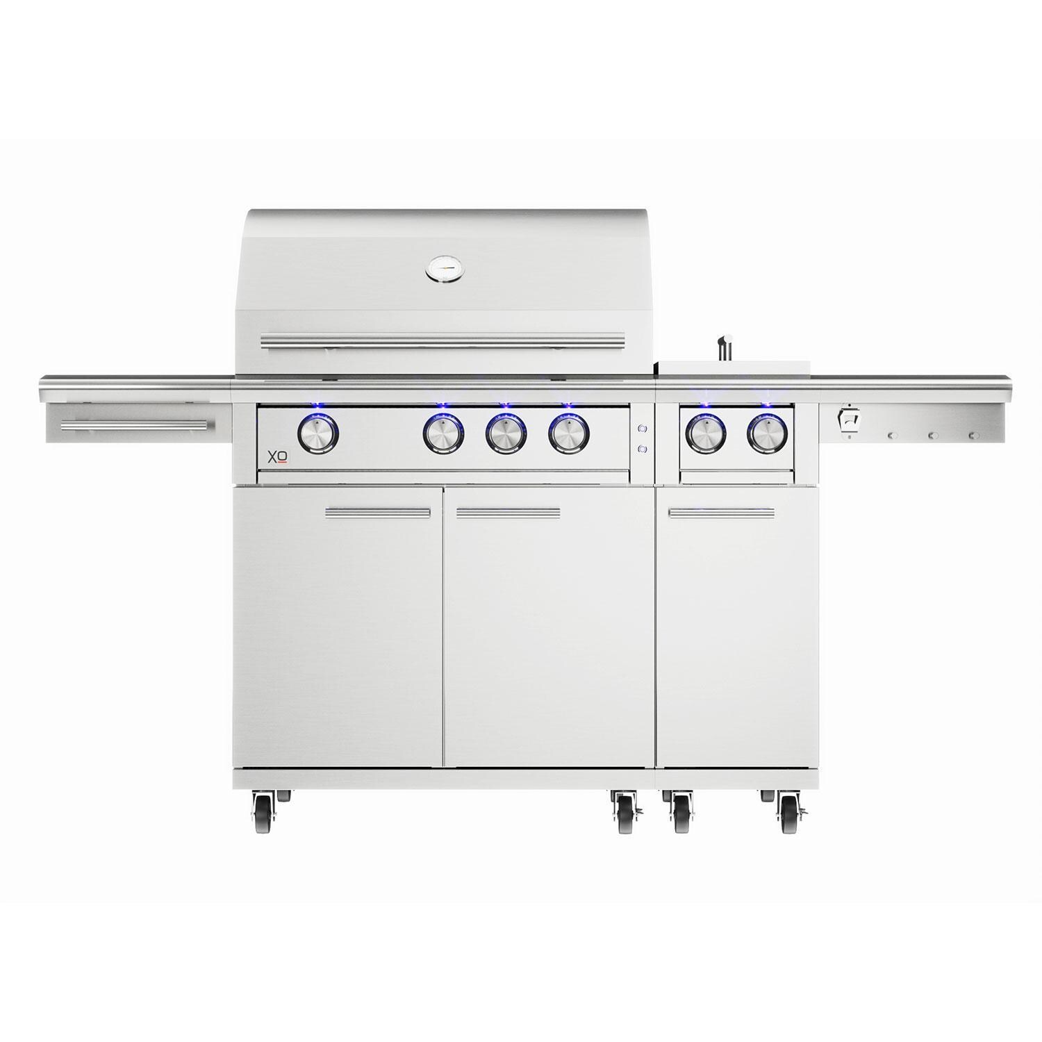XO Appliance XOGSIDEBXLTL 12 1/2-in Performance XLT Propane Double Side Burner - Attached to Grill Cart - Front View - White Background thumbnail
