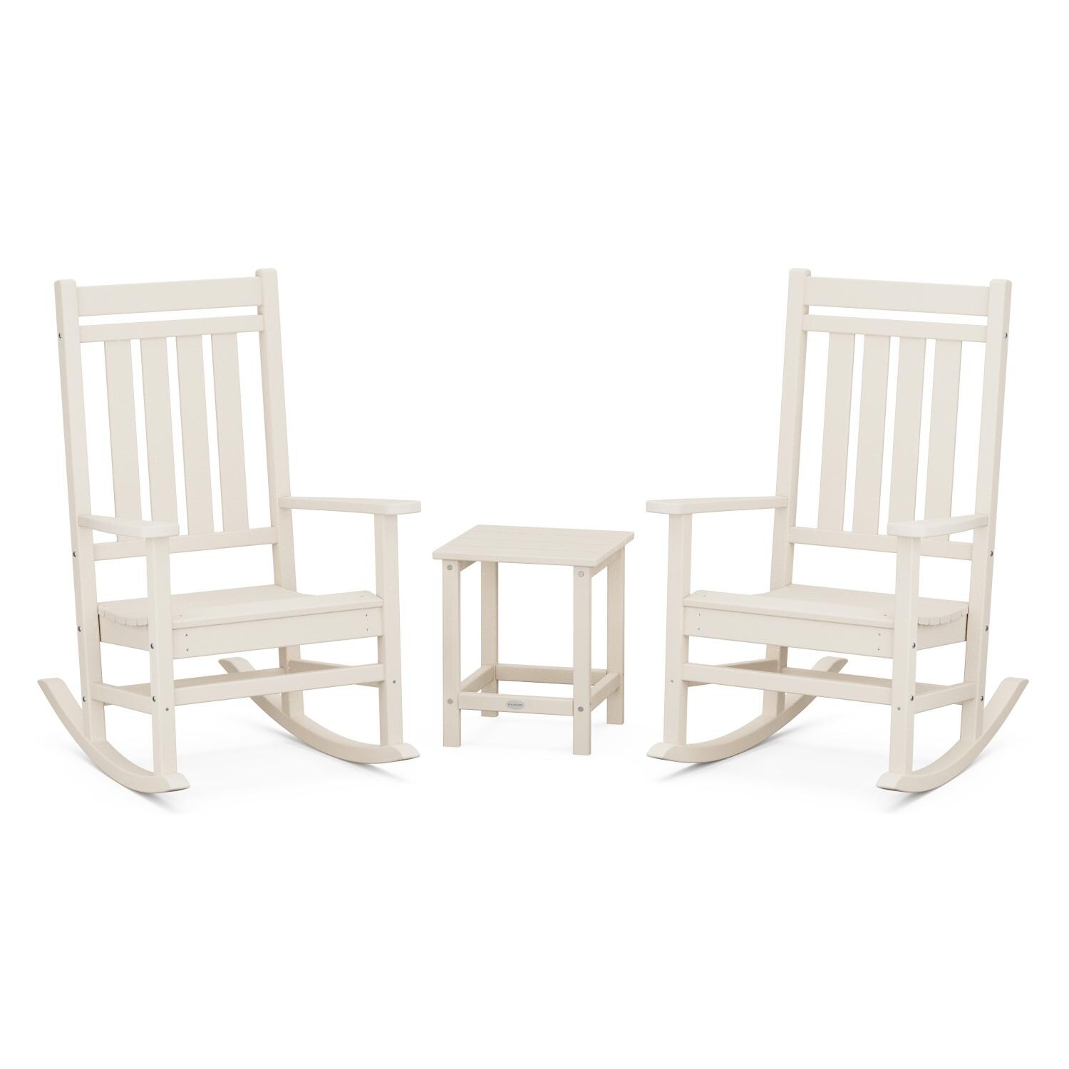 Estate 3 Pc Recycled Plastic Seating Set w/ Long Island End Table in Sand by POLYWOOD