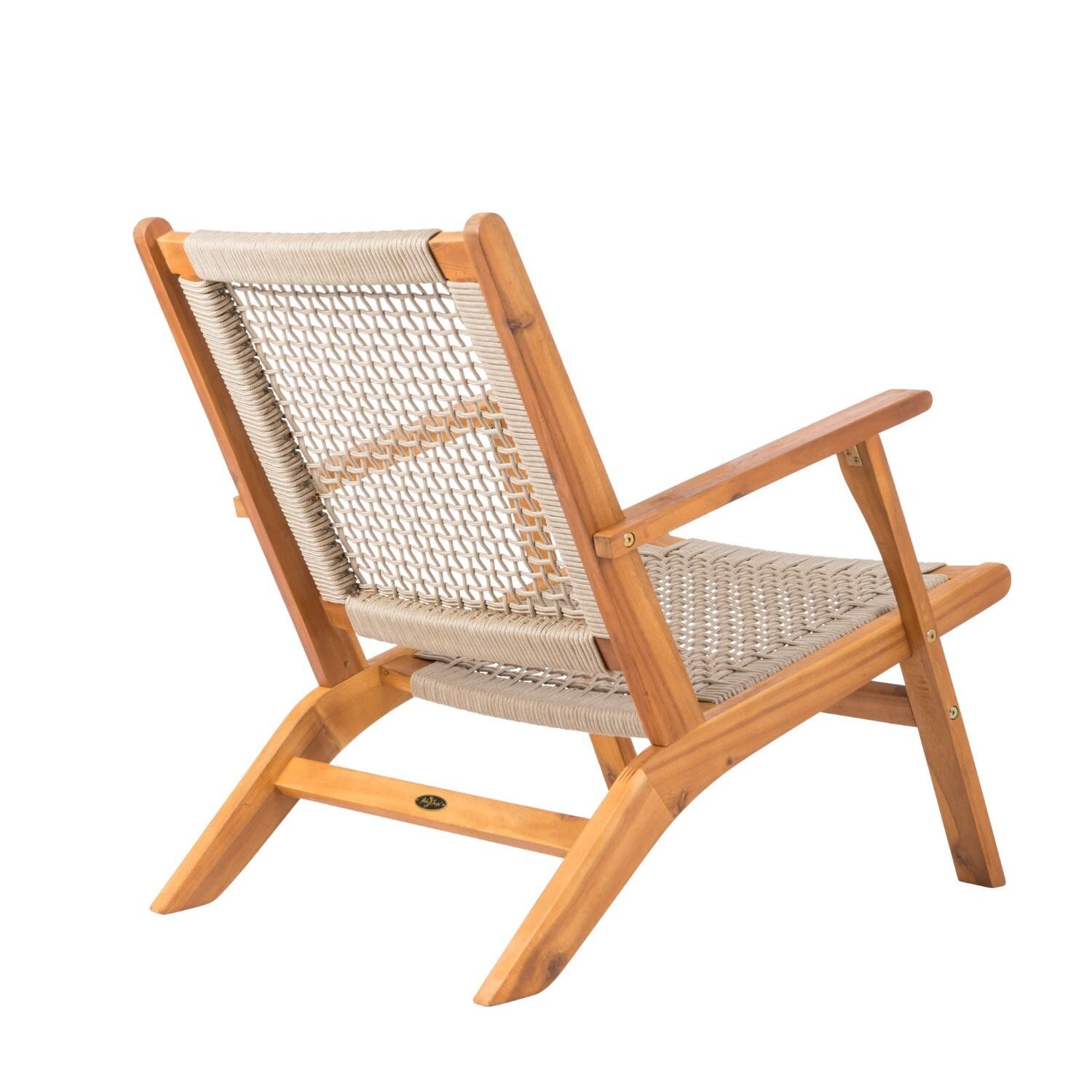 Crewview Natural Stain Outdoor Chair by Ultimate Patio - Rear - White Background