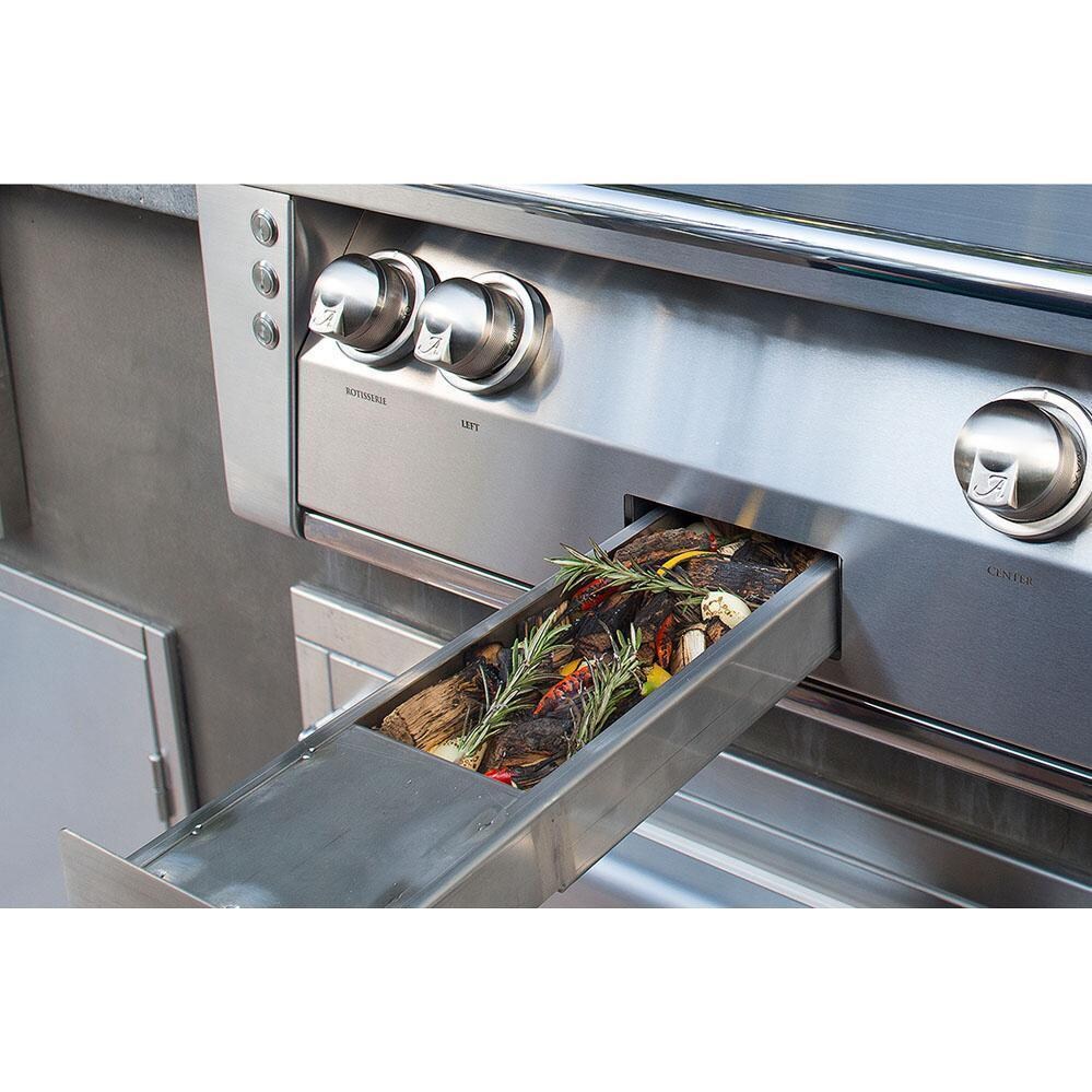 Alfresco Grills ALXE-42SZ-LP-SM9005 Alfresco ALXE 42-Inch Built-In Propane Grill With Sear Zone And Rotisserie in Jet Black Matte - Smoker Box - Detail