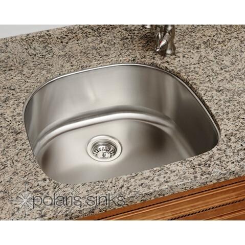 Polaris 23 X 21 16-Gauge Single Bowl Stainless Steel Undermount Sink - Installed thumbnail