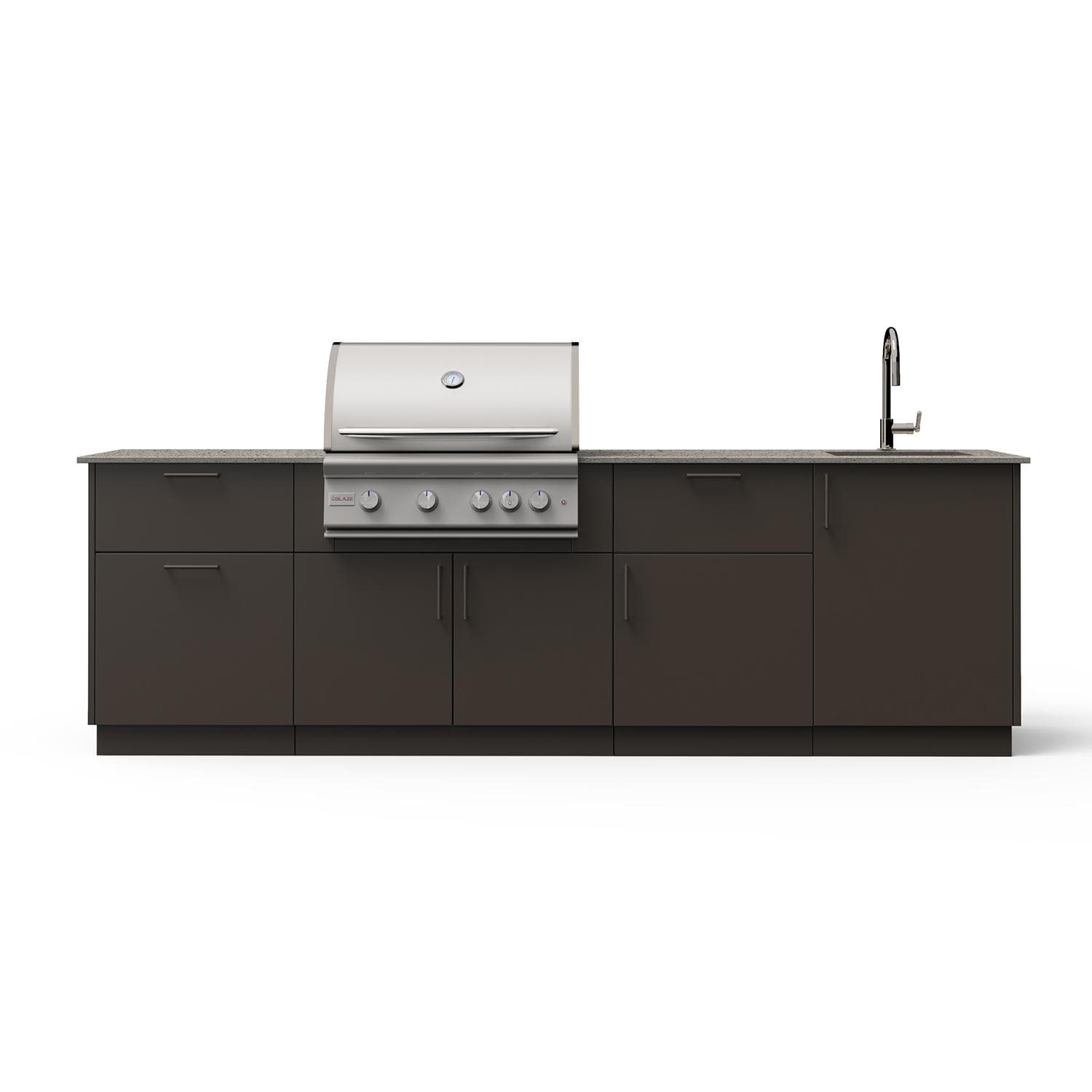 Blaze Sunset 10-Ft Outdoor Kitchen Island w/ 32" LTE+ Natural Gas Grill, Sink in Architectural Bronze w/ Keon Countertop - B-SNST32-BRZ-KEON-NG