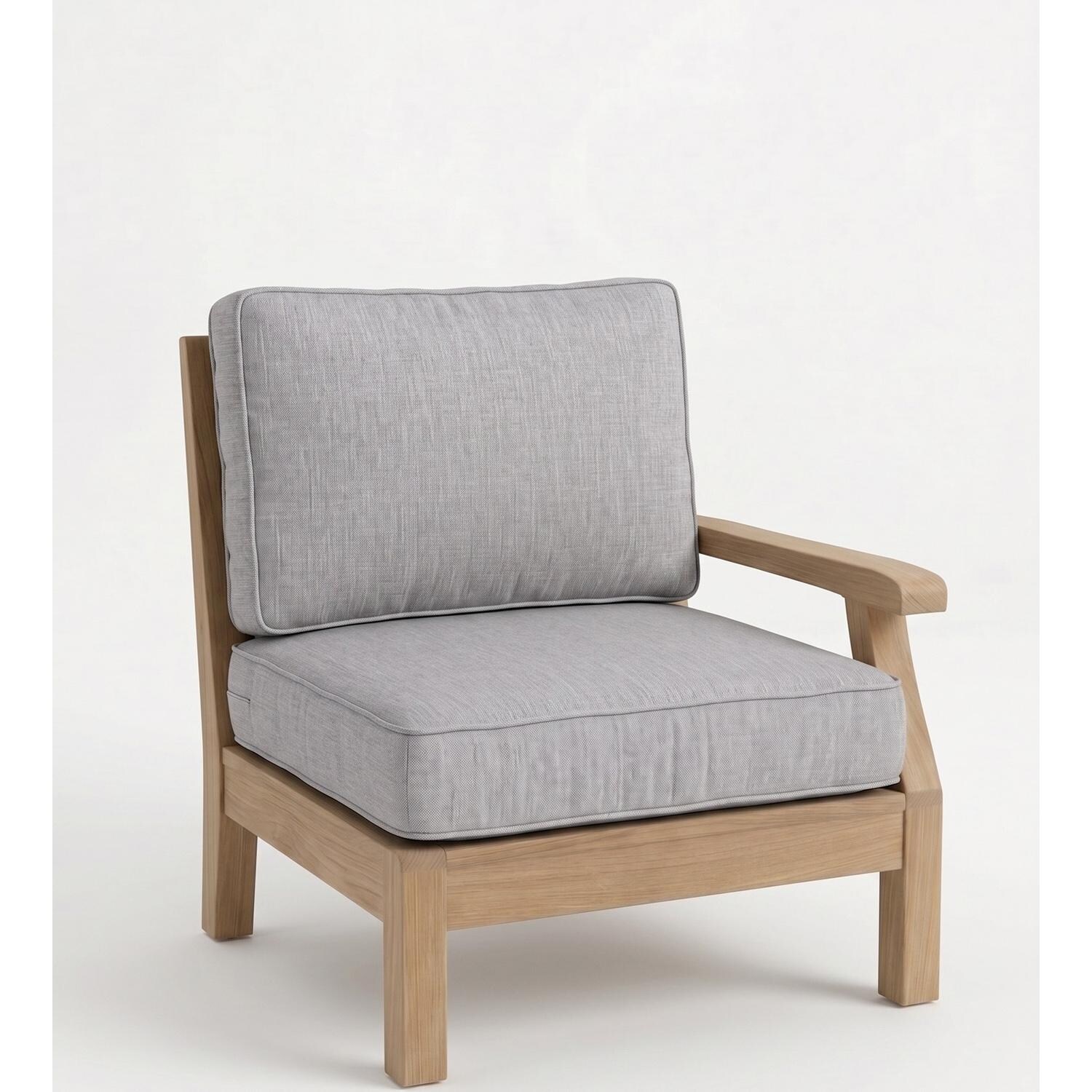 Royal Teak Collection MIA1RG Miami Teak Right Arm Chair w/ Sunbrella Cushions in Canvas Granite - Right Arm Chair - White Background thumbnail