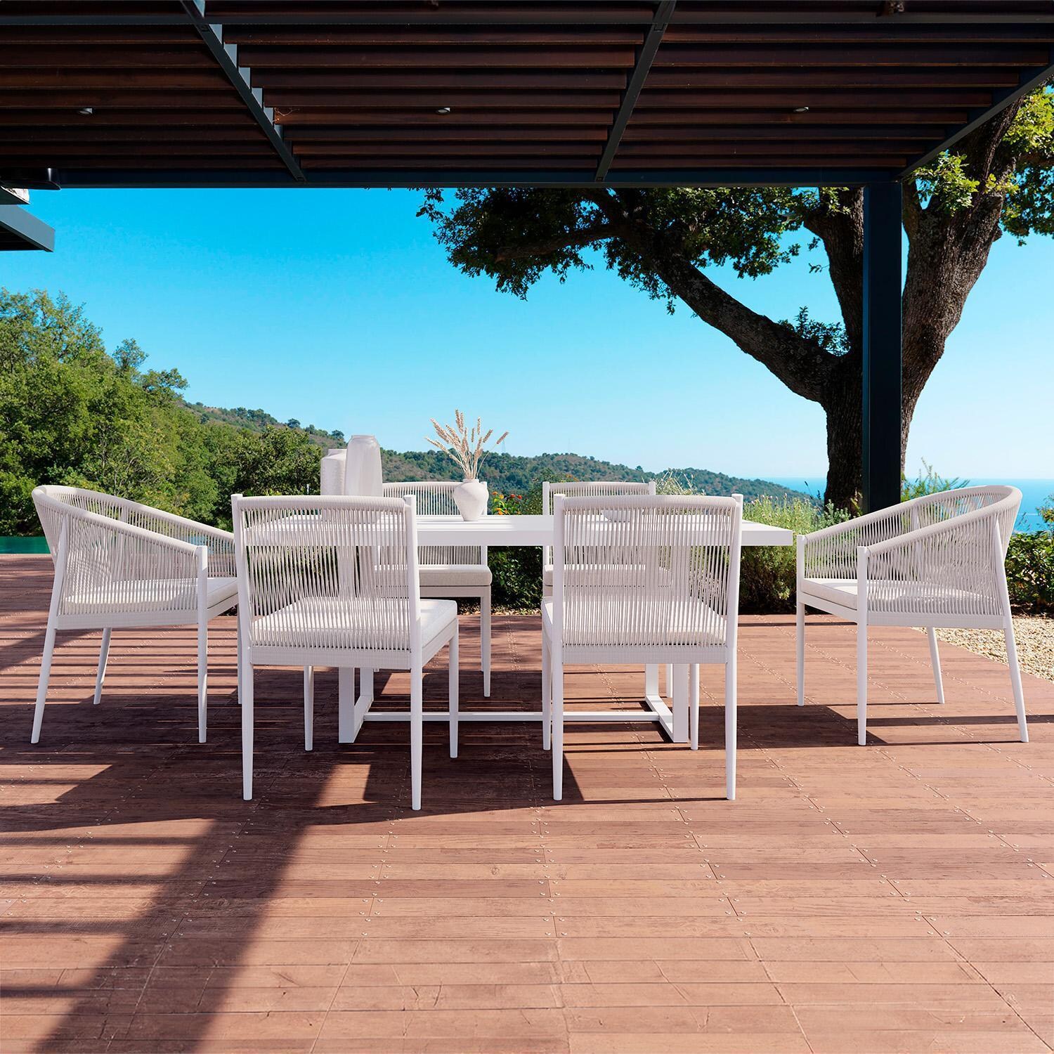 Catalina Woven Rope 5 Piece Dining Set with Micron Dekton Top By Azzurro Living - Set - Lifestyle thumbnail