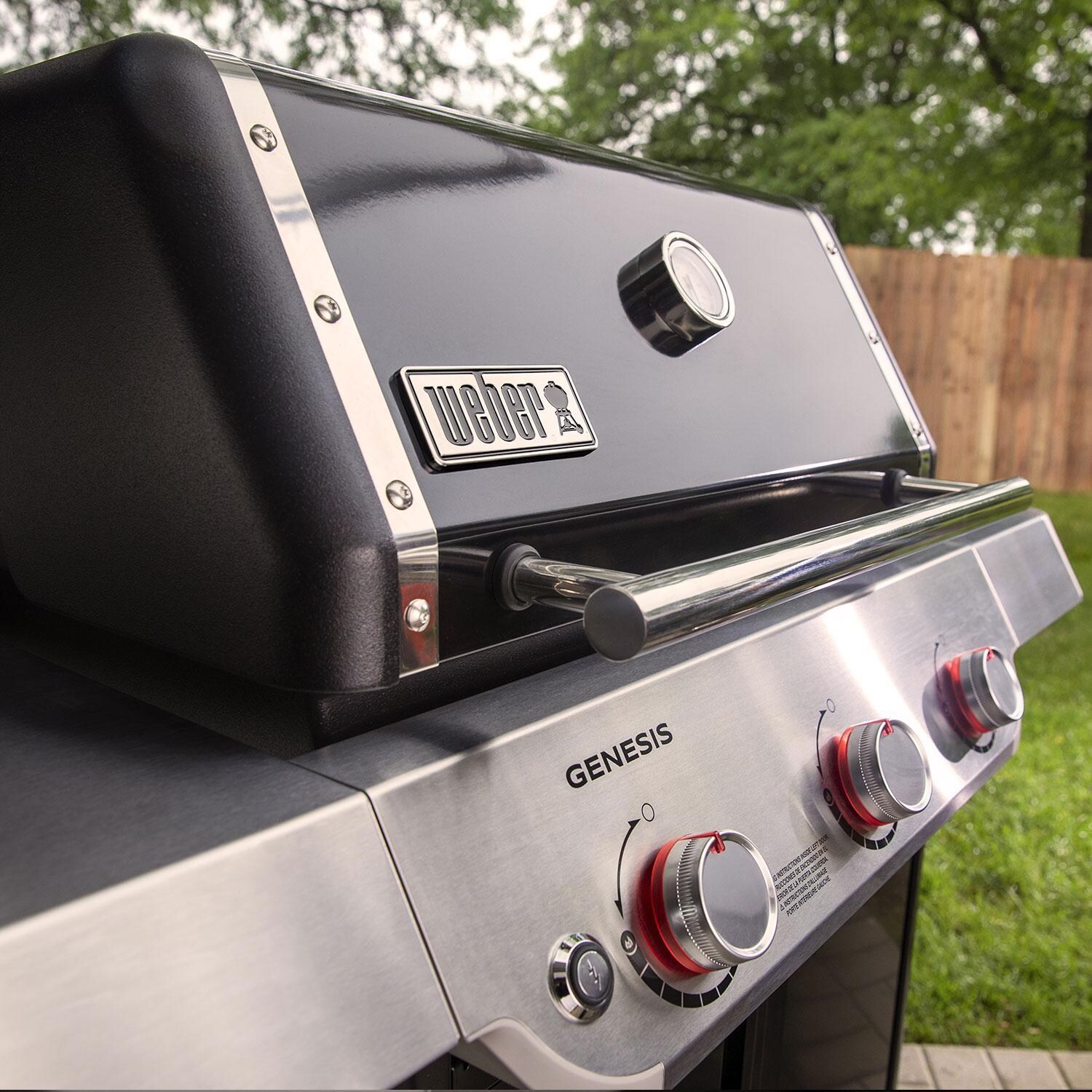 Weber GENESIS 1500011 E-315 Propane Grill - Black - Hood - Lifestyle thumbnail