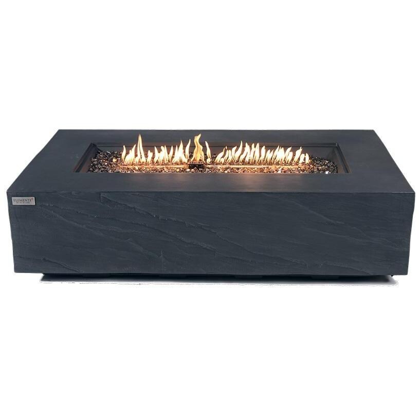 Elementi Cape Town OFG410SL-LP 56-Inch Propane Slate Black Fire Pit Table - Fire Glass Lit - White Background thumbnail