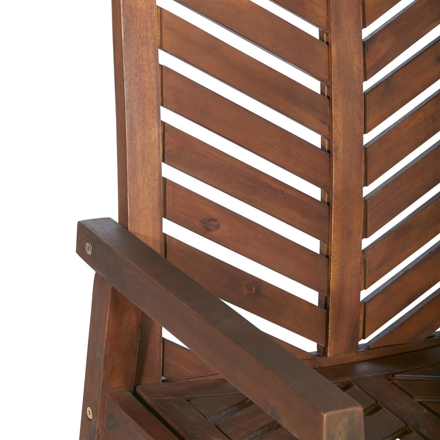 Ultimate Patio Wishlake Acacia Patio Rocking Chair - Dark Brown - Chair Back Detail thumbnail