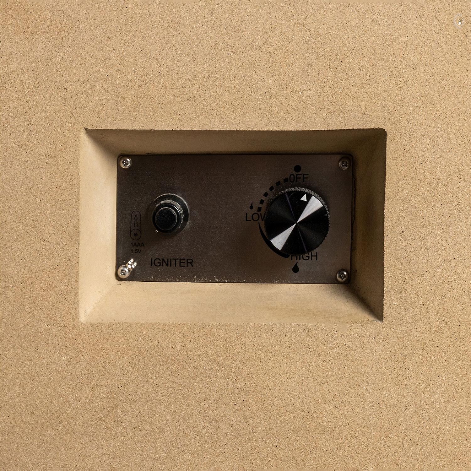 Glenwood 55-in Rectangular Concrete Natural Gas Fire Pit in Sand by Lakeview Outdoor Designs - Burner Switch - Detail thumbnail