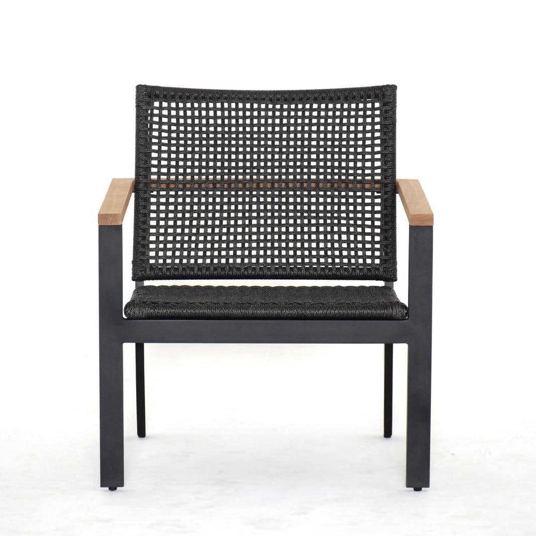 Royal Teak Collection NAPCC Naples Woven Rope Club Chair in Black - Front - White Background thumbnail