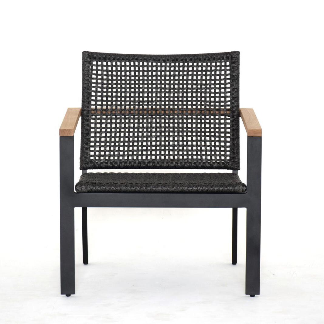 Royal Teak Collection NAPCC Naples Woven Rope Club Chair in Black - Front - White Background thumbnail