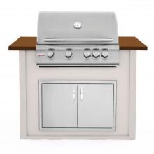 BBQGuys.com 4 Ft BBQ Island With Blaze 32-Inch Natural Gas Grill & Double Access Door - Greige/Tan - BLZADNG-4VP3PGMT image