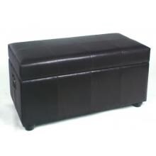 International Caravan Faux Leather Bench Trunk - Black - YWLF-2186-BK image